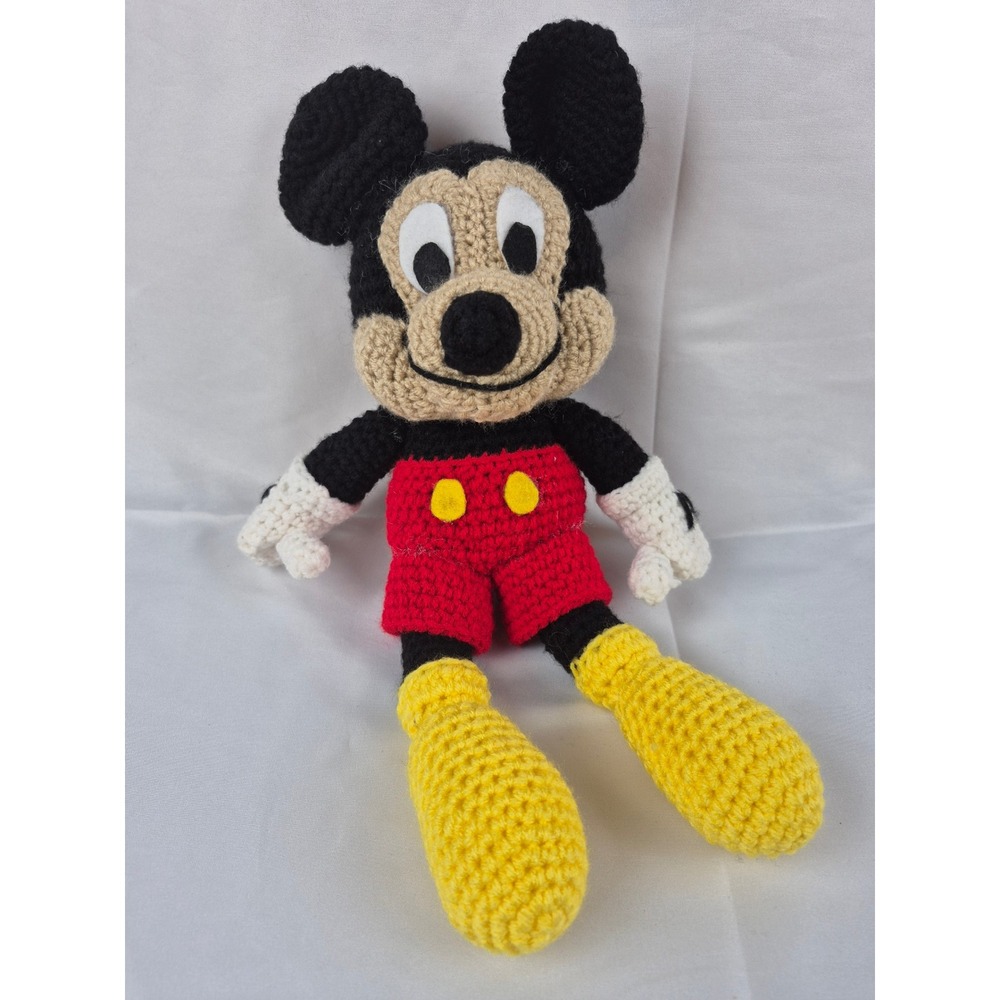 Handmade Crochet Mickey Mouse Plush Amigurumi Disney Soft Toy Red Yellow Black